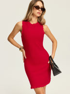 Chic Scalloped Hem Knitted Mini Dress