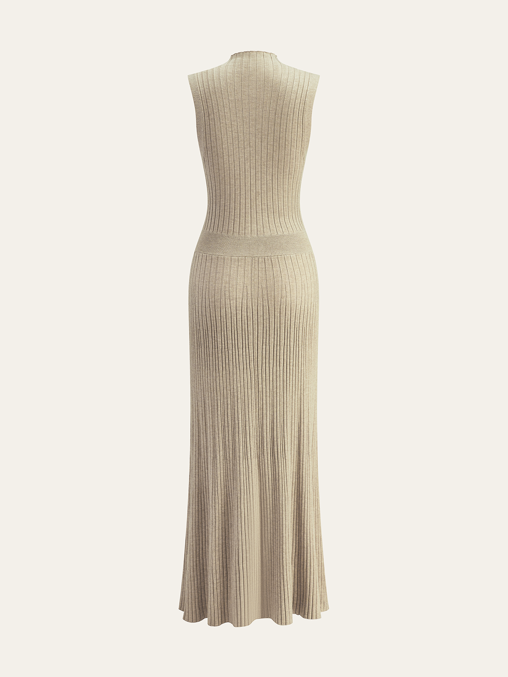 Wool Blend Ribbed Maxi Dress with Buttons