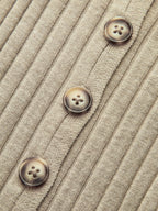 Wool Blend Ribbed Maxi Dress with Buttons