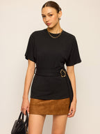 Short-Sleeve Top with Belt Detail