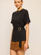 Short-Sleeve Top with Belt Detail