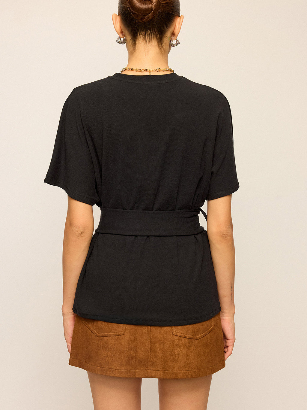 Short-Sleeve Top with Belt Detail