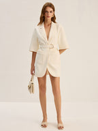 Chic Belted Blazer Dress with Pockets