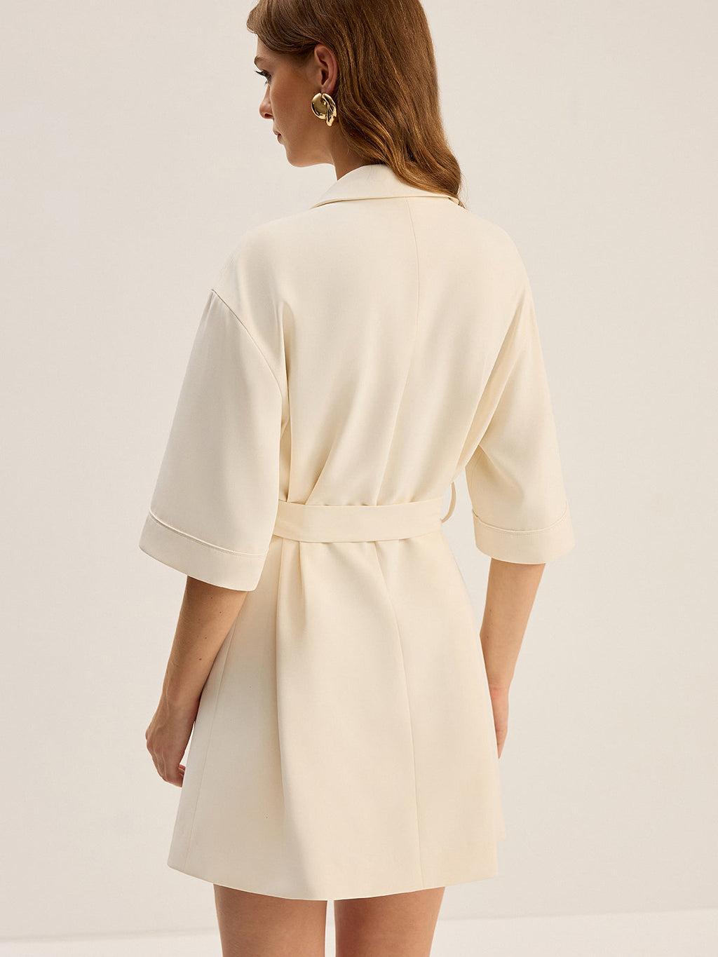 Chic Belted Blazer Dress with Pockets