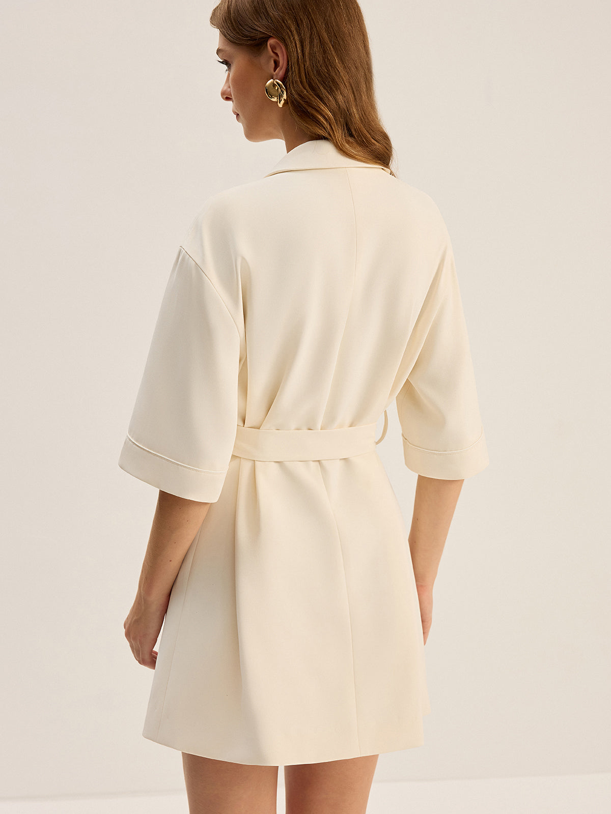 Chic Belted Blazer Dress with Pockets