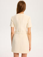 Belted Mini Dress with Metal Accents