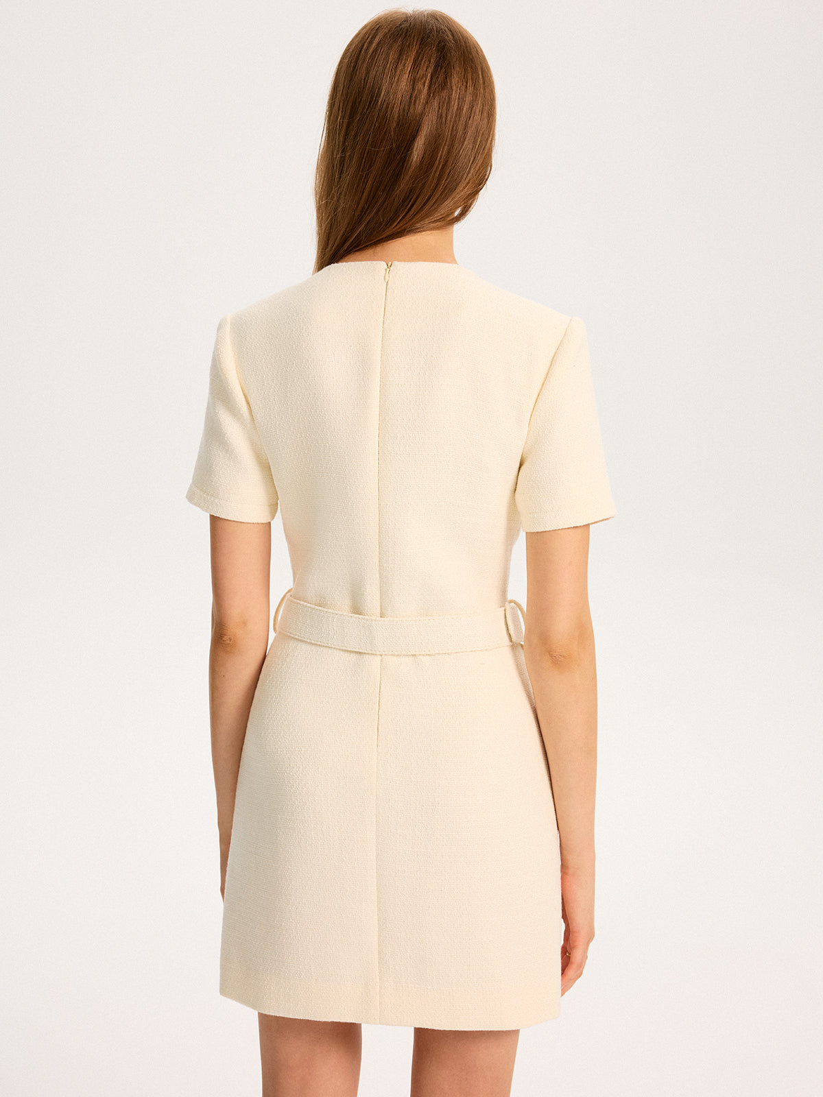 Belted Mini Dress with Metal Accents