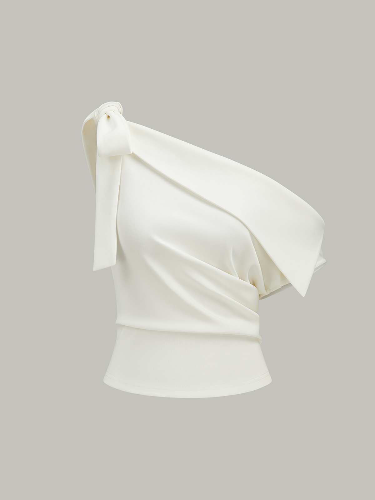 One-Shoulder Blouse Featuring Elegant Bow Detail