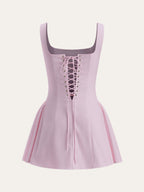 Polka Dot Dress with Lace-Up Back Detail
