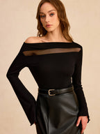 Long Sleeve T-Shirt with Mesh Panel Detailing