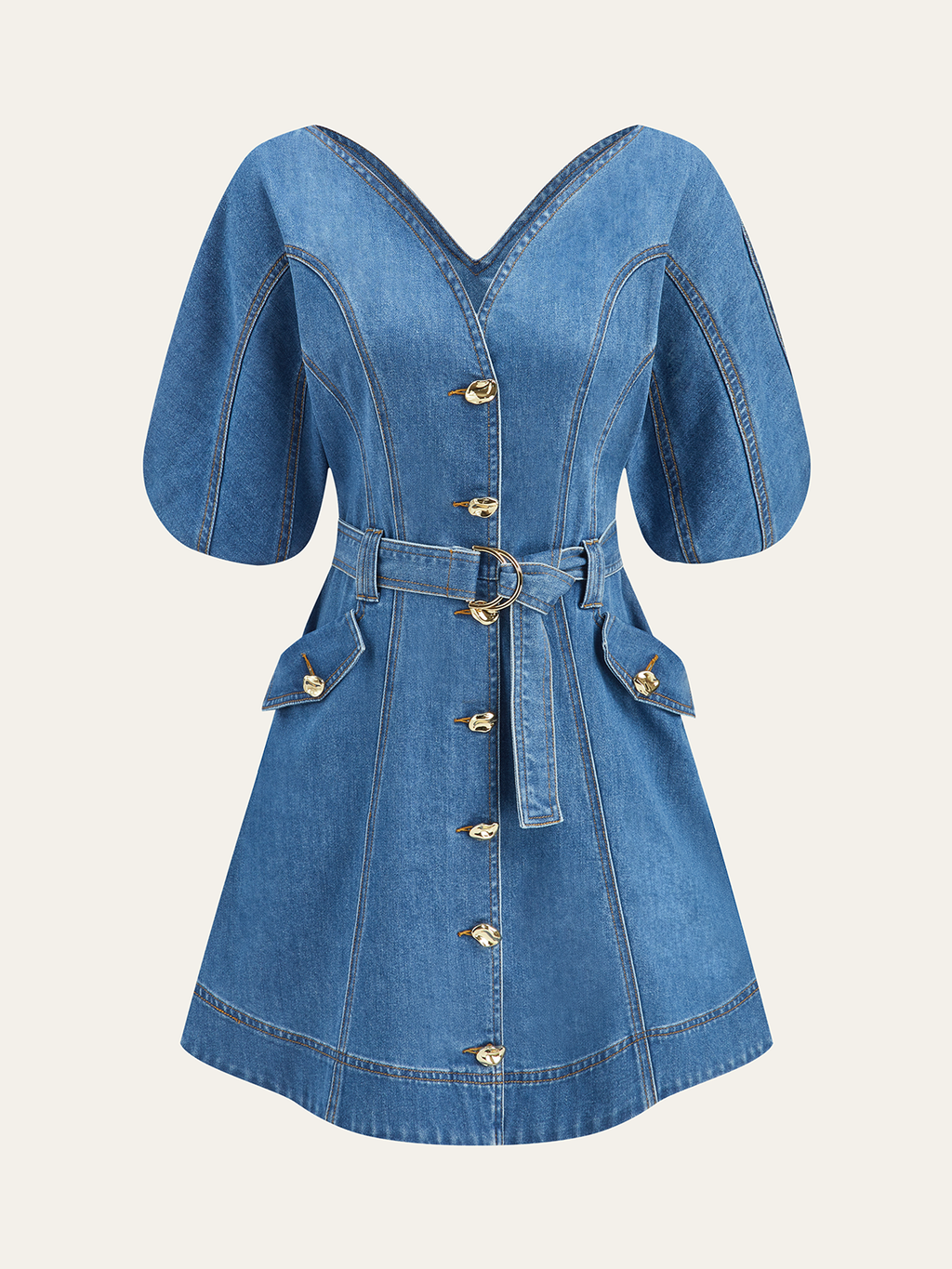 Belted Denim Dress with Convenient Pockets