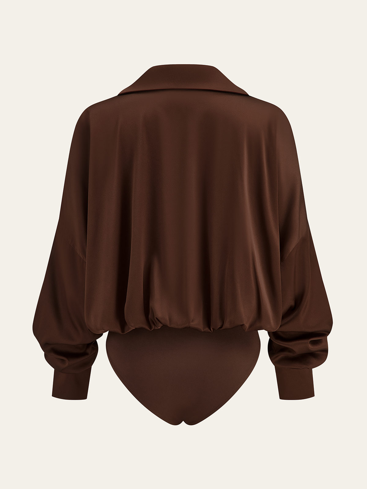 Sleek Satin Bodysuit with Collar and Long Sleeves