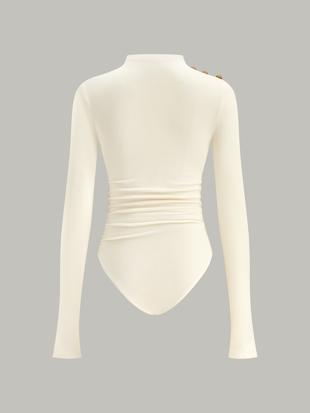 Ruched Shoulder Long Sleeve Fitted Bodysuit