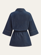 Denim Long Shirt Featuring Adjustable Drawstring Waist