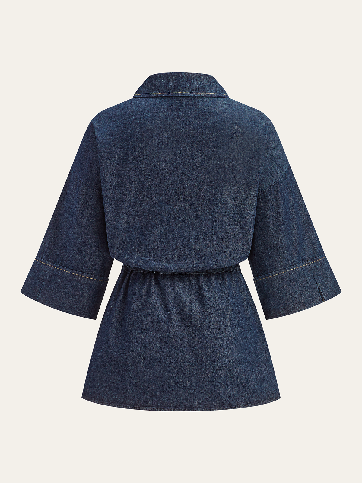 Denim Long Shirt Featuring Adjustable Drawstring Waist