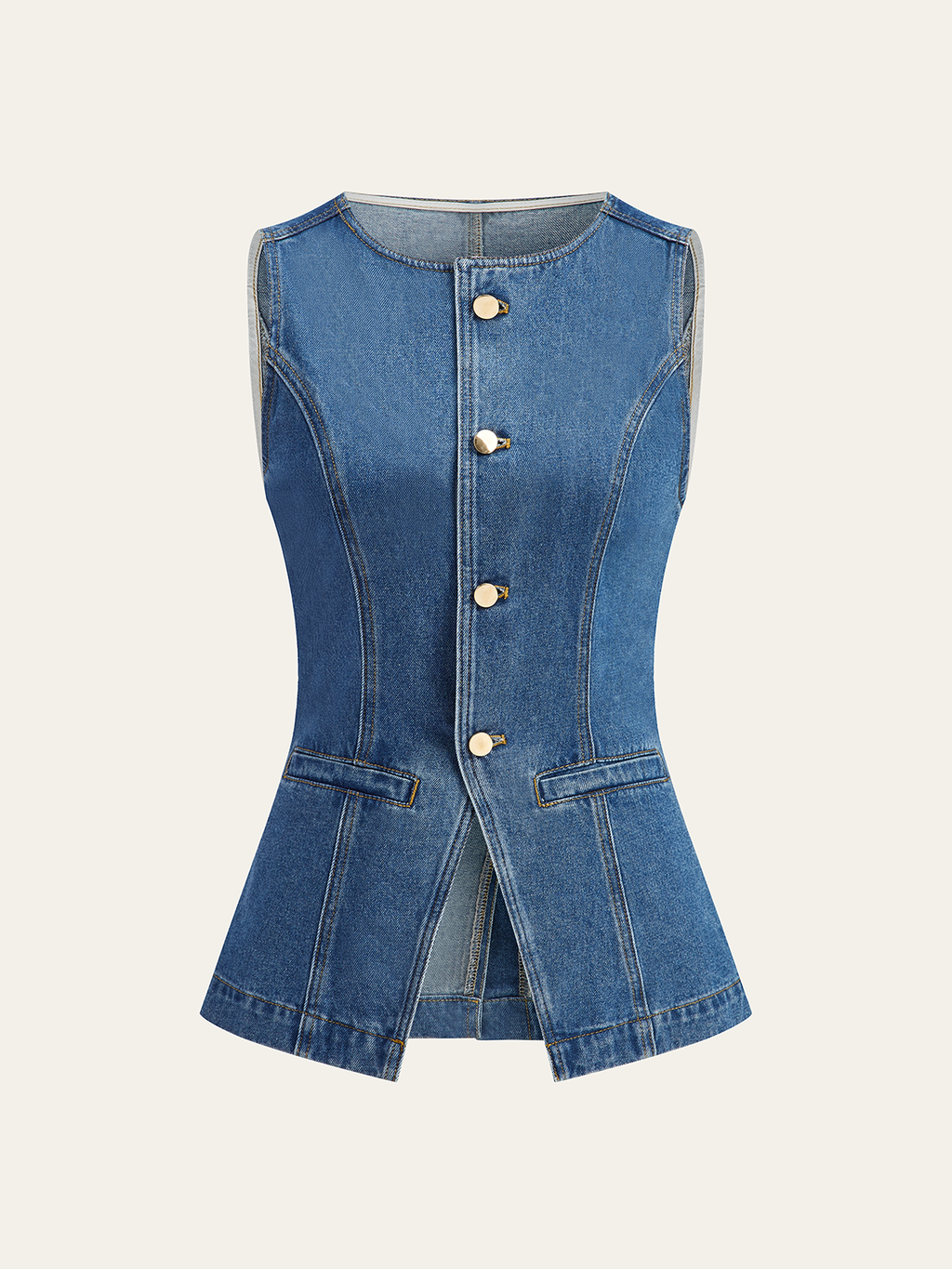 Classic Denim Vest with Button Closure