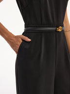 Satin Halter Neck Jumpsuit with Back Slit