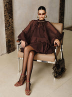 Tiered Ruffle Chiffon Mini Dress with Matching Liner