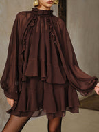 Tiered Ruffle Chiffon Mini Dress with Matching Liner