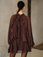 Tiered Ruffle Chiffon Mini Dress with Matching Liner