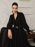 Flowing Chiffon Maxi Dress with Matching Scarf