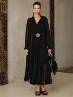 Flowing Chiffon Maxi Dress with Matching Scarf