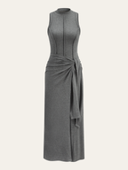 Mock Neck Sleeveless Midi Dress for Women