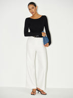 Long Sleeve Backless Bodysuit Without Bra