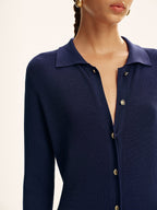 Long Sleeve Knit Maxi Dress with Button Detail