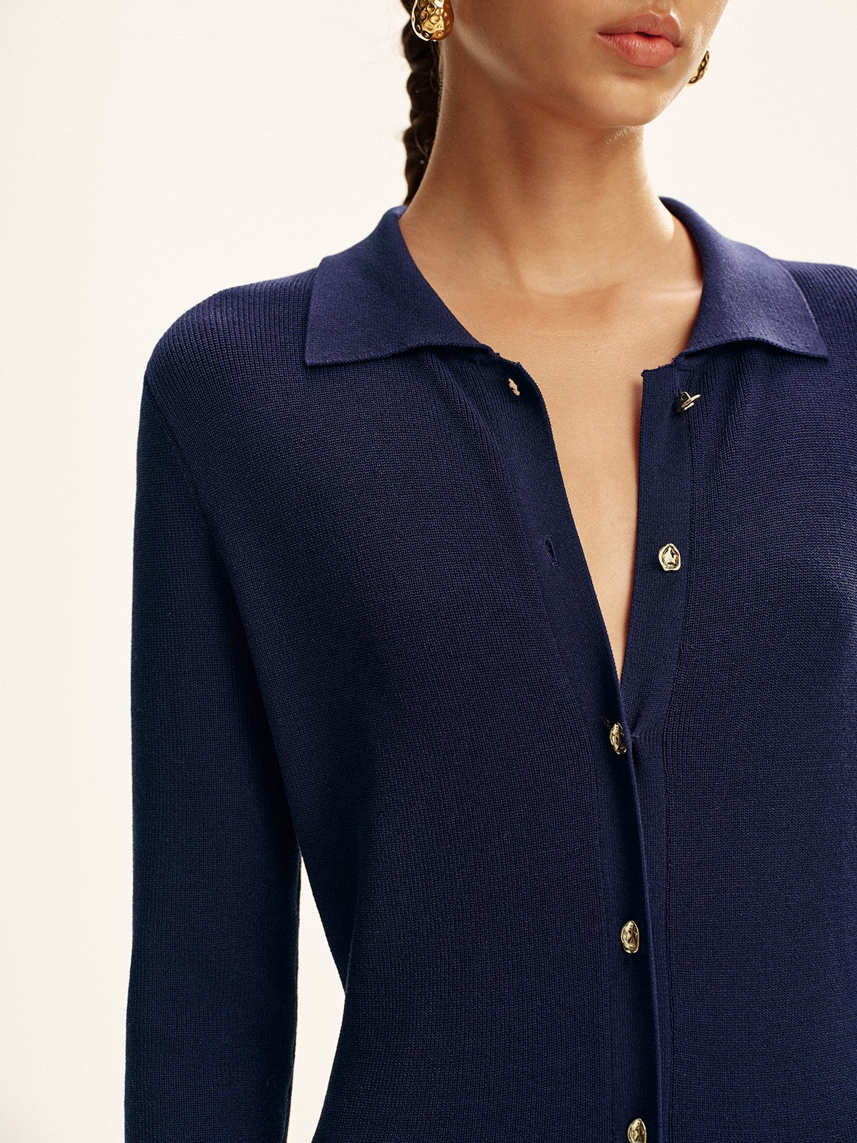 Long Sleeve Knit Maxi Dress with Button Detail
