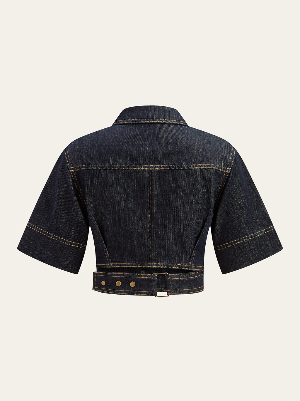 Cropped Denim Top with Short Sleeves