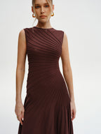 Asymmetric Sleeveless Midi Knit Dress