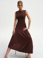 Sleeveless Asymmetric Knit Midi Dress