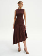 Asymmetric Sleeveless Midi Knit Dress