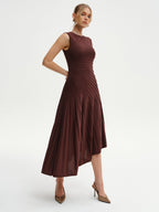 Sleeveless Asymmetric Knit Midi Dress