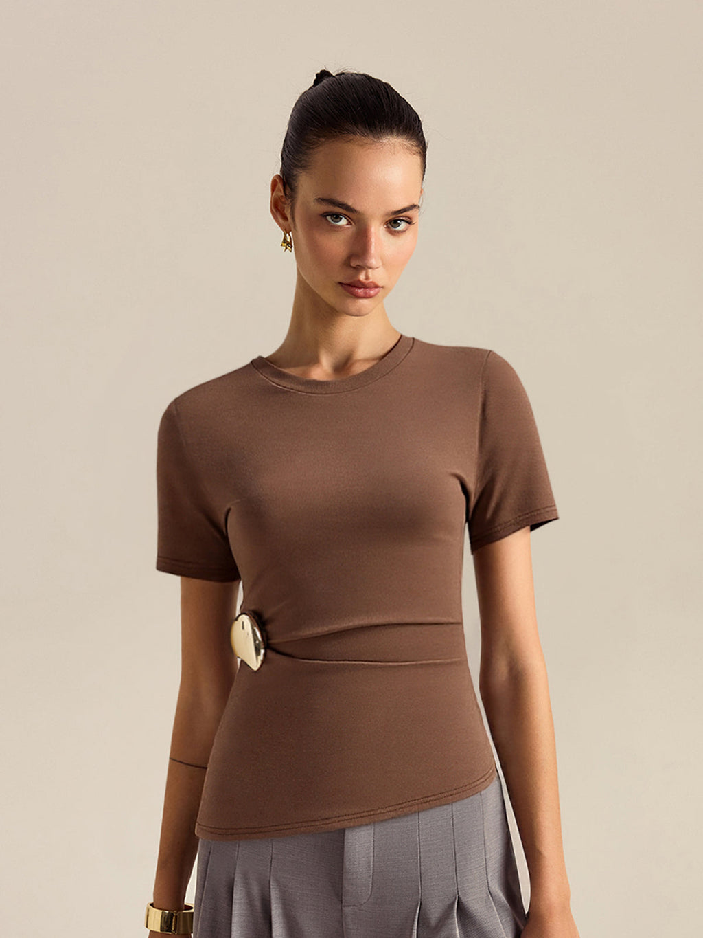 Asymmetric Top with Unique Short Sleeve Design