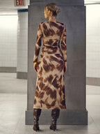 Abstract Pattern Twisted Mesh Midi Dress