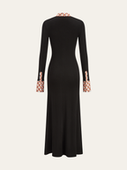 Printed Collar Maxi Dress with Trim Detailing