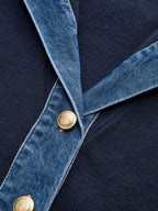 Sailor-Inspired Collar Knit with Denim Accents