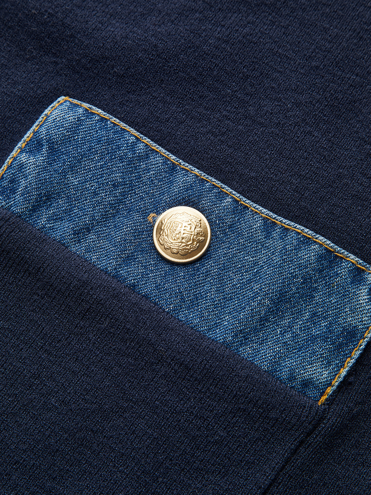 Sailor-Inspired Collar Knit with Denim Accents