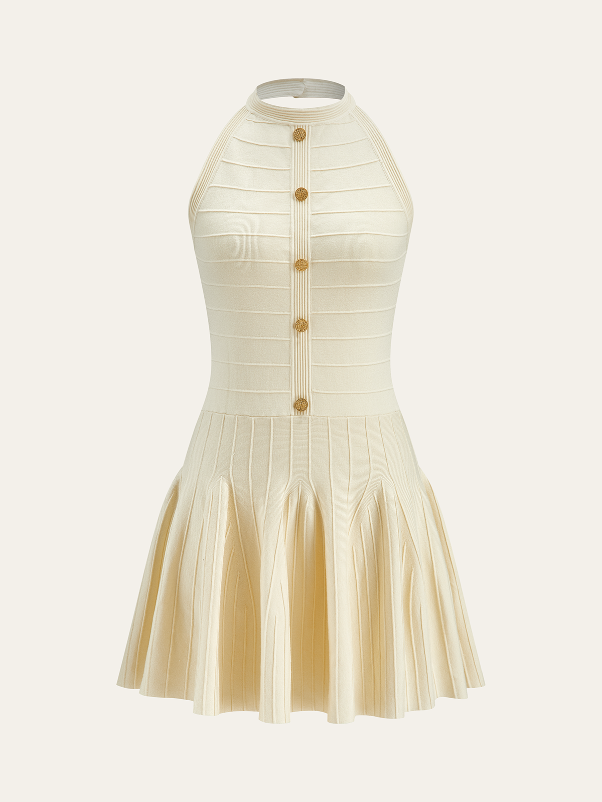 Backless Halter Sweater Dress with Neck Detail