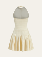 Backless Halter Sweater Dress with Neck Detail