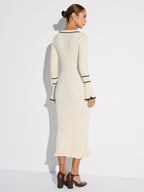Contrast Trim Sweater Dress with Button Details