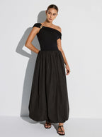 Casual Off-Shoulder Maxi Dress with Pockets