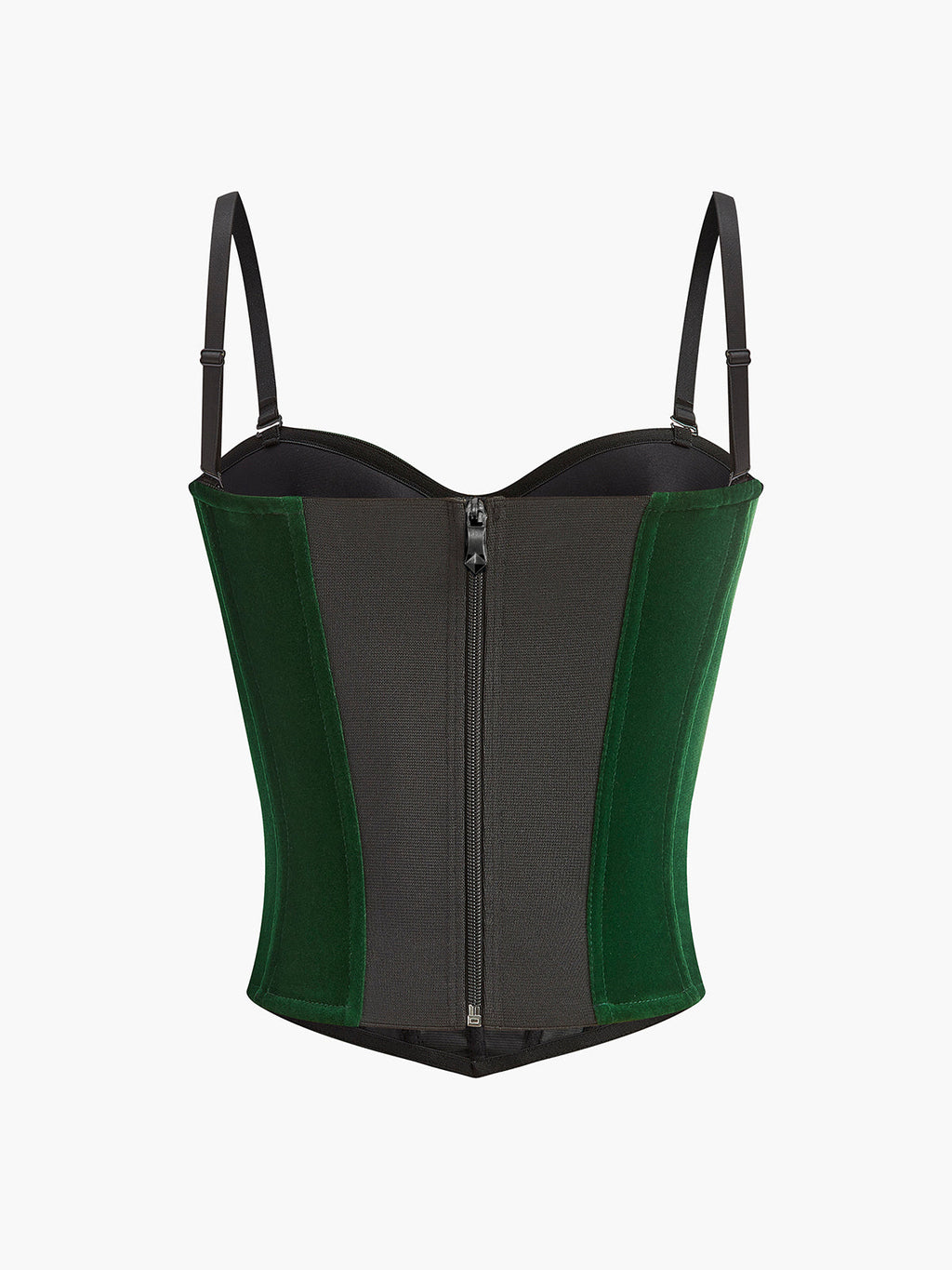 Velvet Corset with Zipper and Piping Detail
