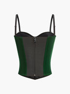 Velvet Corset with Zipper and Piping Detail
