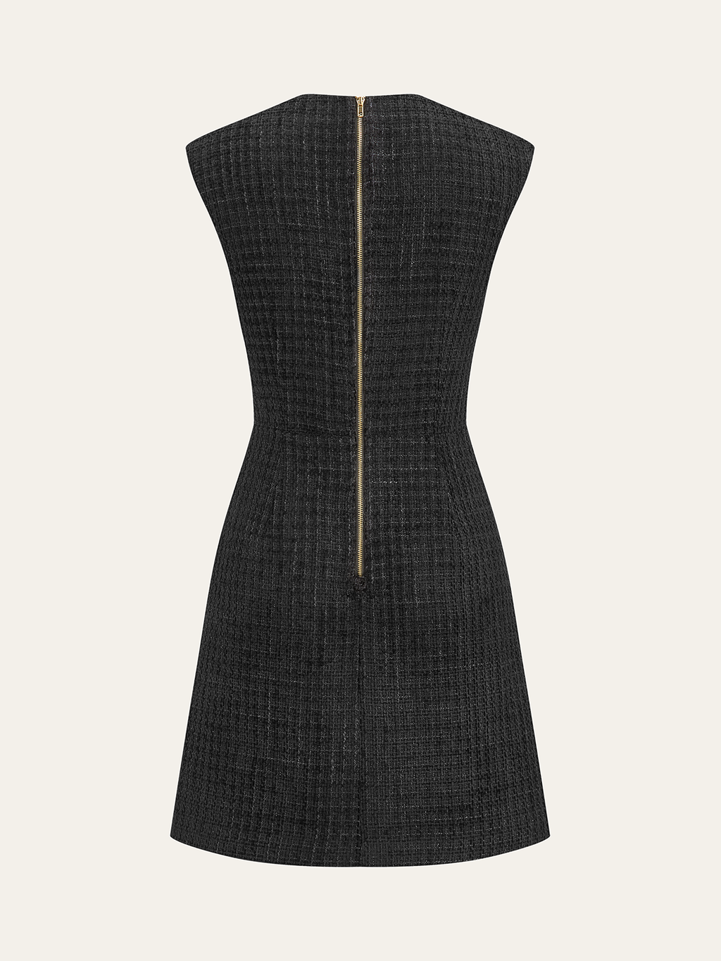 Tweed Mini Dress with Chain Accents Sleeveless