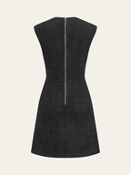 Tweed Mini Dress with Chain Accents Sleeveless