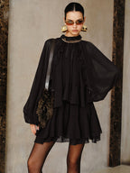 Tiered Ruffle Chiffon Mini Dress with Matching Liner