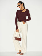 Long Sleeve Bodysuit with Elegant Cut-Out Detailing